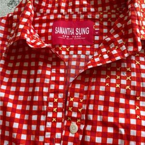 Samantha Sung Red and White Checkered Button-Down Dress!!!!